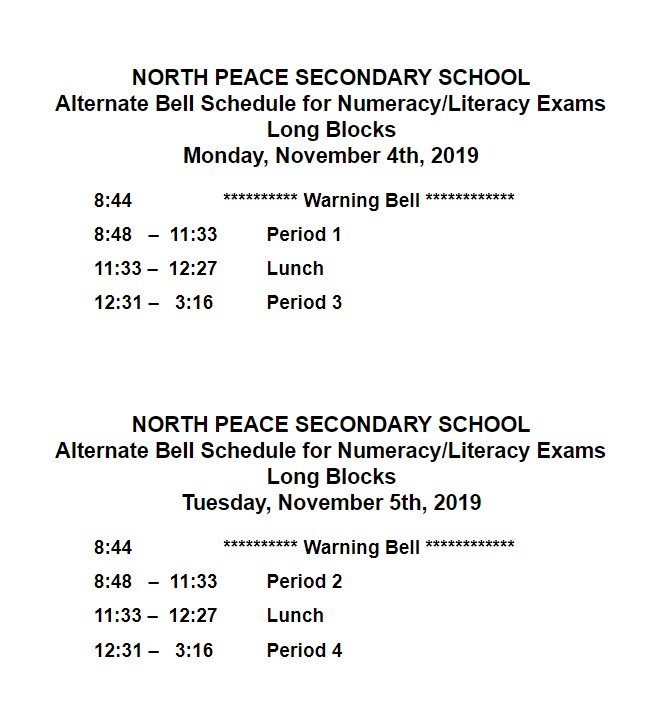 Numeracy and Literacy Assessment - North Peace Secondary – Main Campus